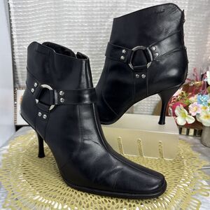 (S0) HARLEY DAVIDSON VintageLadies Leather Dress Boots-Sz10-3" Side Zipper,Heel!
